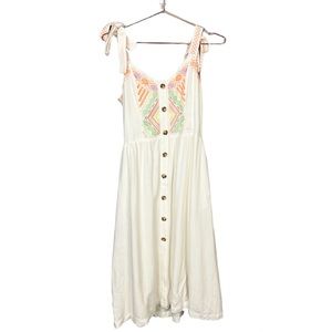 Miss Me Embroidered Midi Western Dress Ivory Size Small